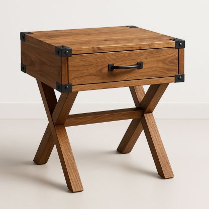Wooden Side Table with Drawer Honey Brown-Jurilento