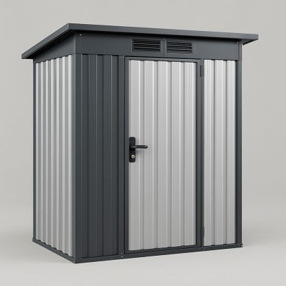 Outdoor Galvanised Steel Storage Shed Grey 220x150x200 cm-Morivanta
