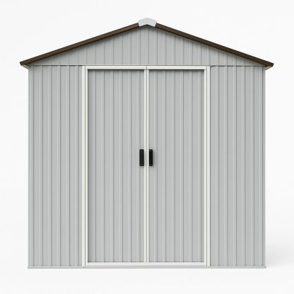 Metal Garden Storage Shed Steel Grey 246cm x 192cm x 204cm-Morivanta