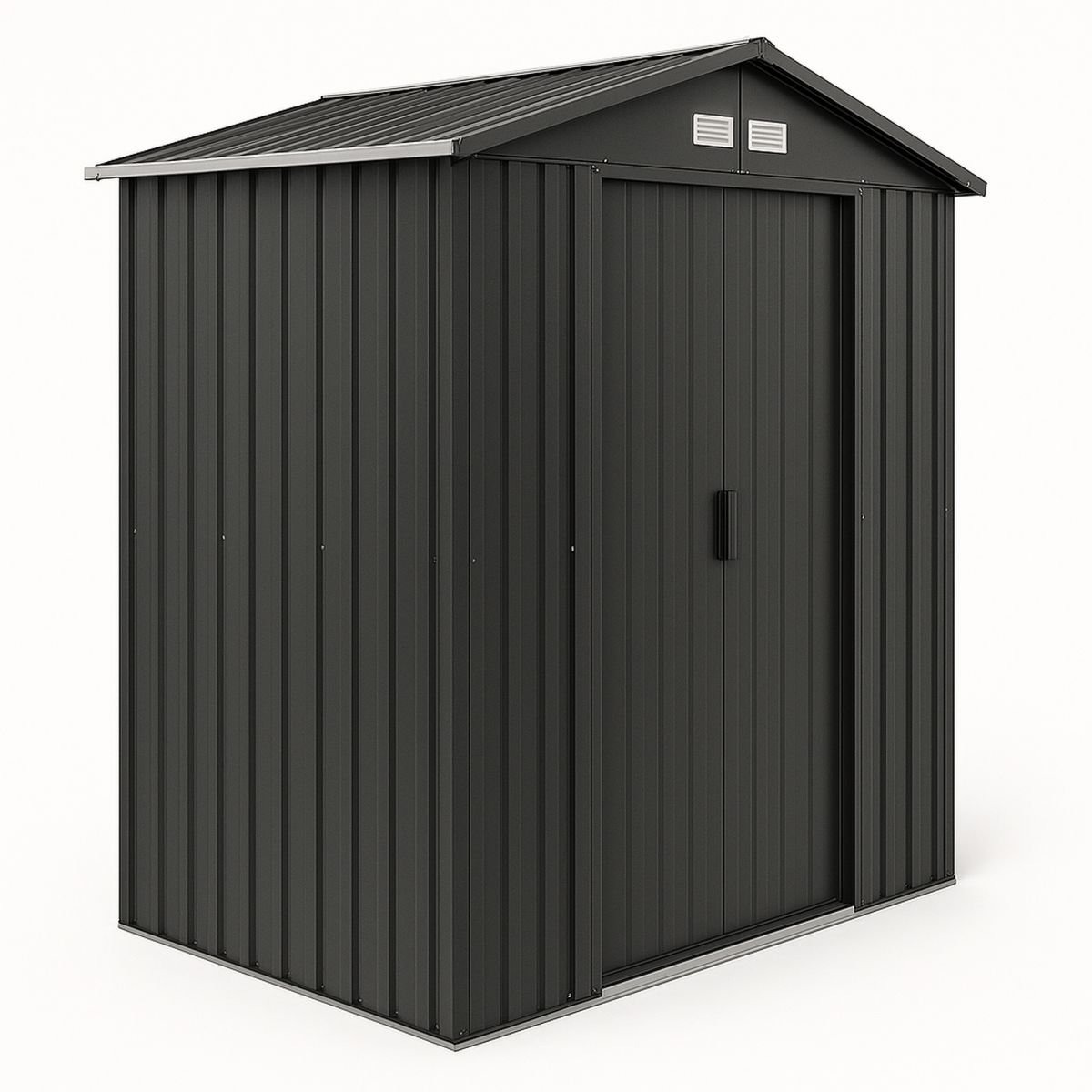 Metal Storage Shed Steel Construction Gable Roof Grey 196cm x 122cm x 180cm-Morivanta