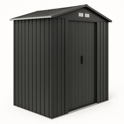 Metal Storage Shed Steel Construction Gable Roof Grey 196cm x 122cm x 180cm-Morivanta