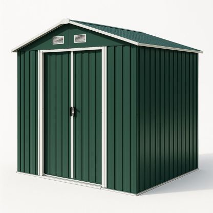 Steel Garden Shed with Gable Roof Green 213x191x180cm-Morivanta