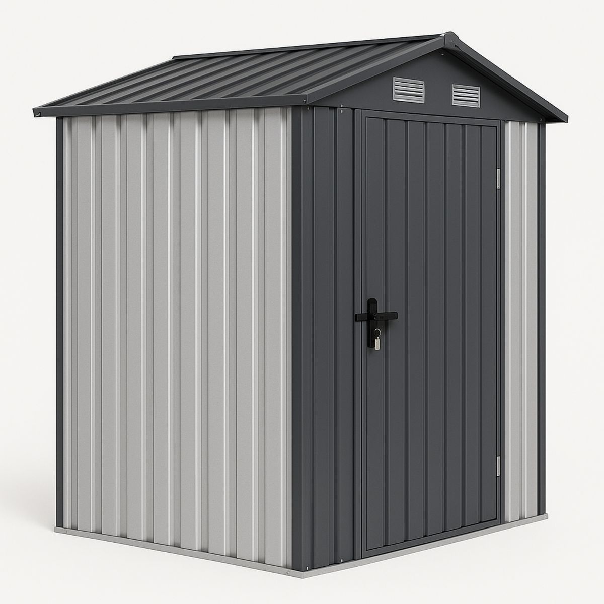 Metal Garden Storage Shed Galvanised Steel Grey 213cm x 130cm x 185cm-Morivanta