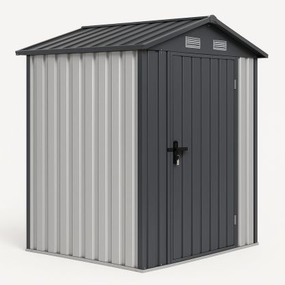 Metal Garden Storage Shed Galvanised Steel Grey 213cm x 130cm x 185cm-Morivanta