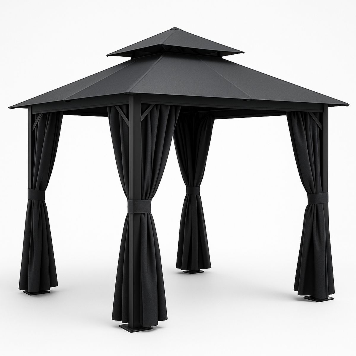 Steel Patio Gazebo with Polyester Canopy Black 300x300x270cm-Morivanta