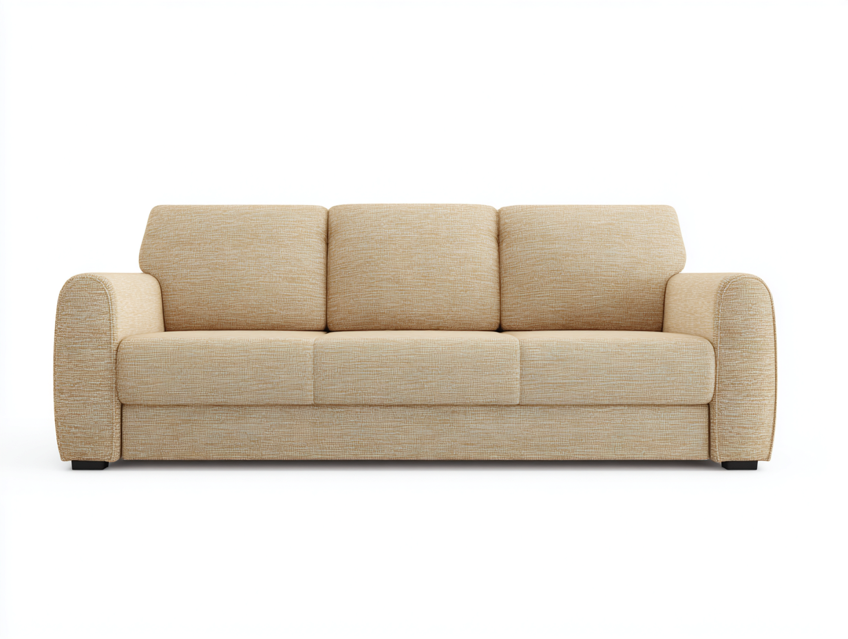 Sofá de tres plazas tapizado en tela 200x90x95 cm - beige - adecuado para salón - diseño confortable