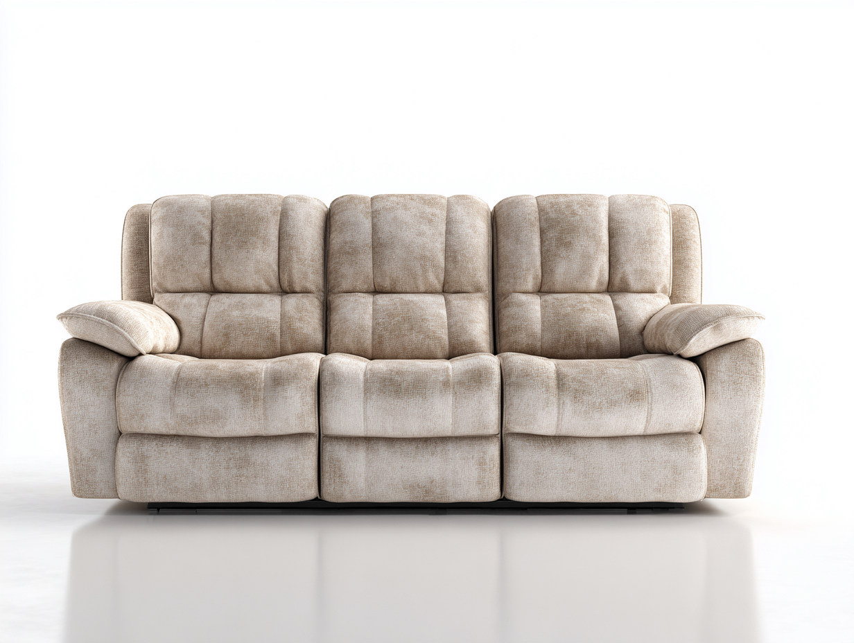 Sofá de tres plazas tapizado en tela 200x95x100 cm - beige - adecuado para salón - diseño confortable