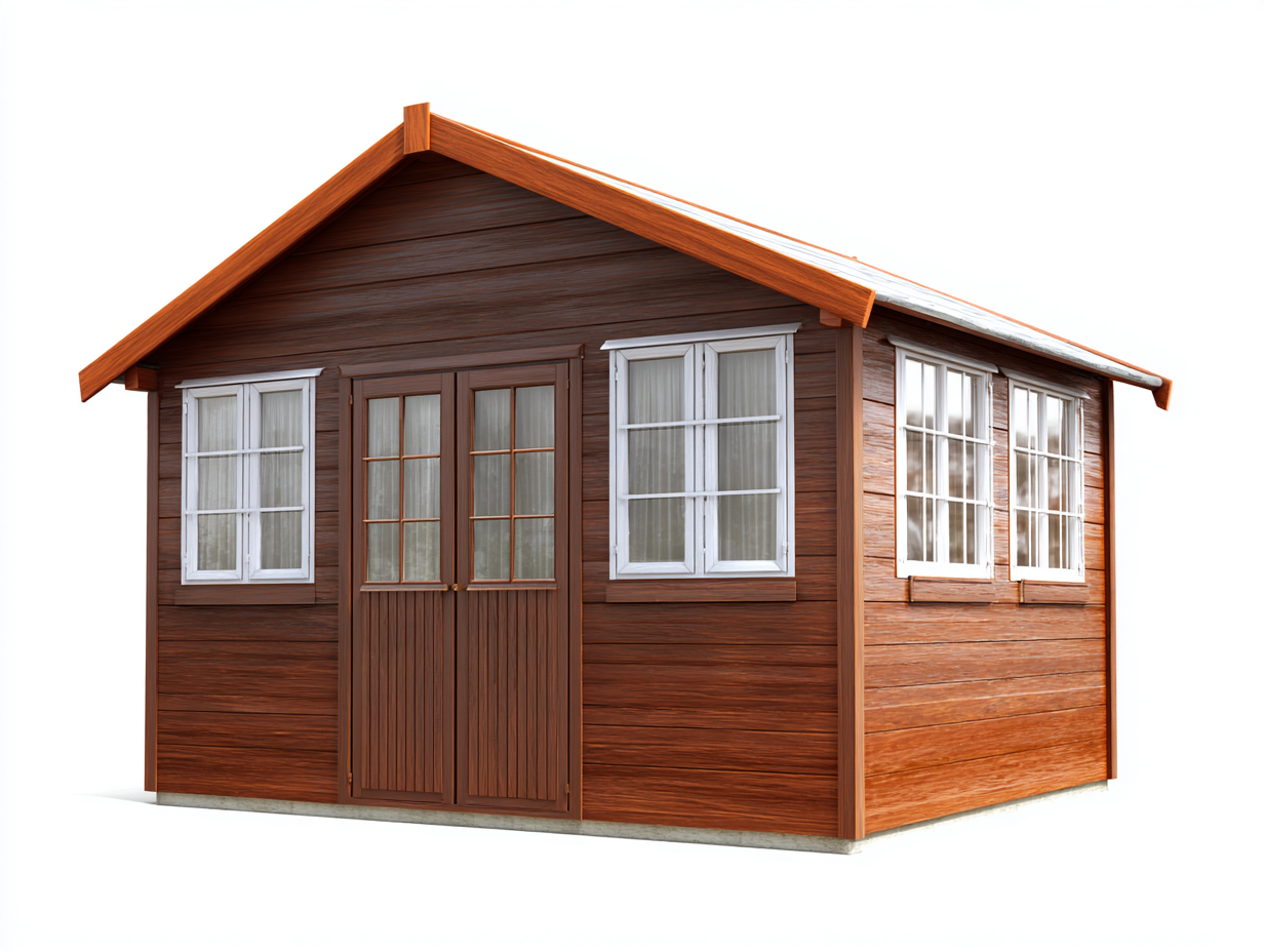 Caseta de jardín madera 420x300x260cm - marrón - para almacenamiento exterior - diseño resistente