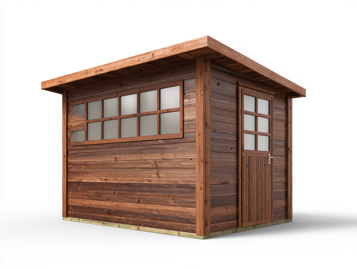 Caseta de jardín de madera 240x180x220 cm - marrón - adecuada para exterior - con puerta y ventanas