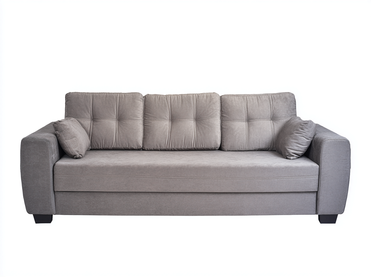 Sofá de tres plazas tapizado en tela 200x90x95 cm - gris - adecuado para salón - diseño confortable