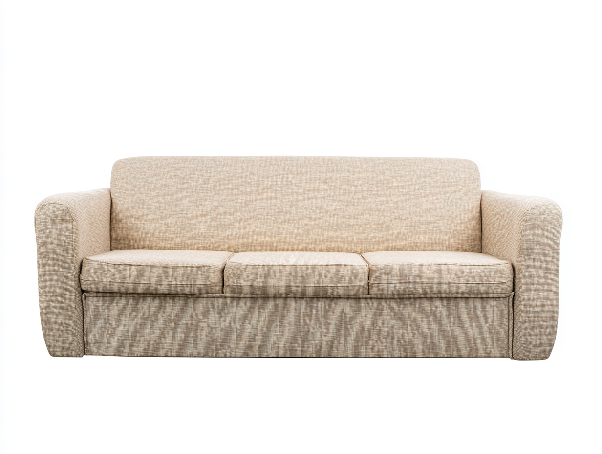 Sofá 3 plazas tapizado en tela 195x85x82cm - beige - para salón - diseño contemporáneo