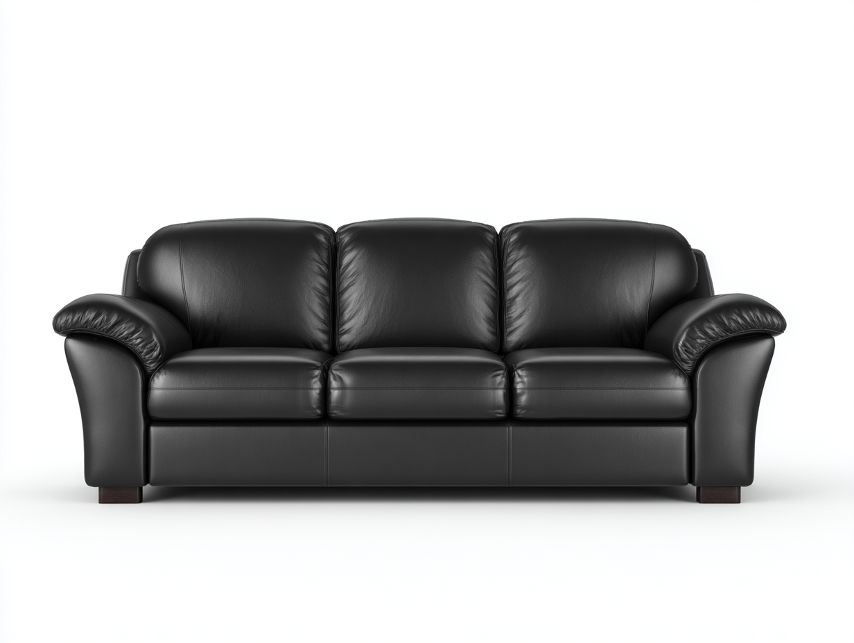 Sofá 3 plazas de cuero auténtico 200x95x95cm - negro/marrón oscuro - para salón - diseño clásico