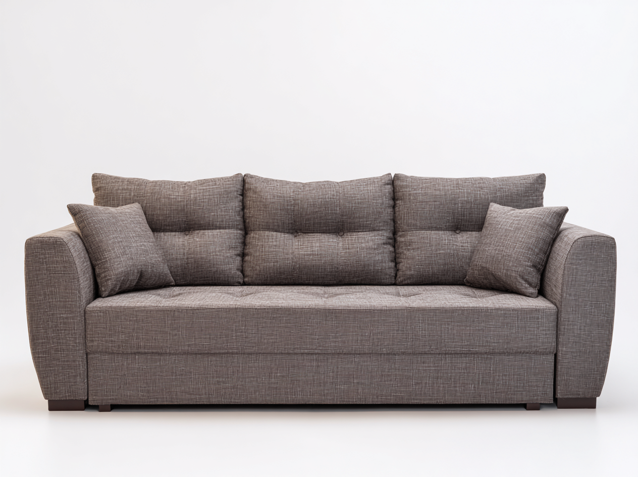 Sofá 3 plazas tapizado en tela 210x90x85cm - gris - para salón - diseño contemporáneo