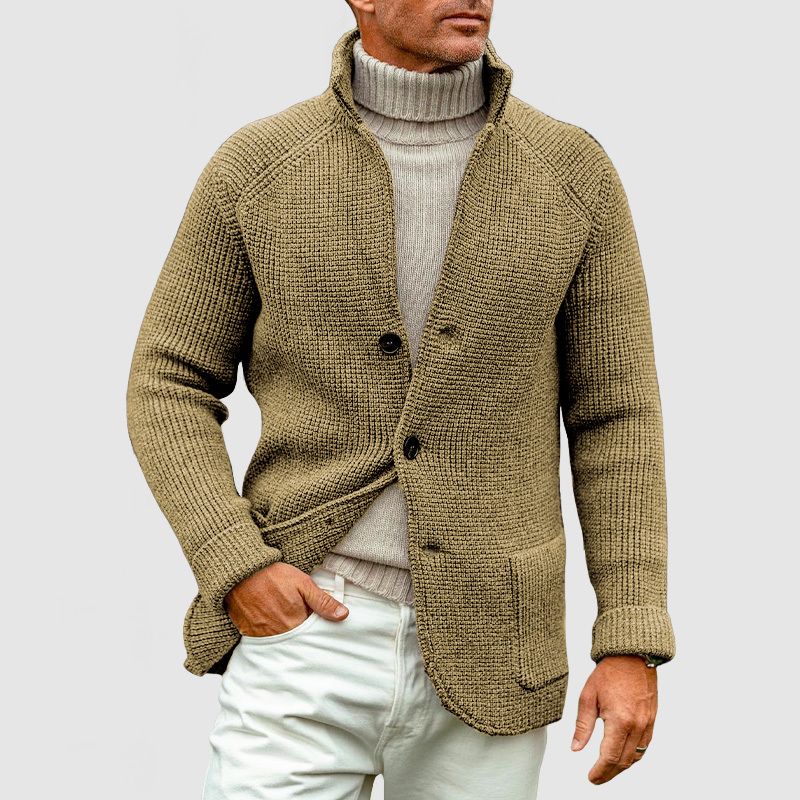 Men's Basic Lapel Pocket Cashmere Knit Blazer