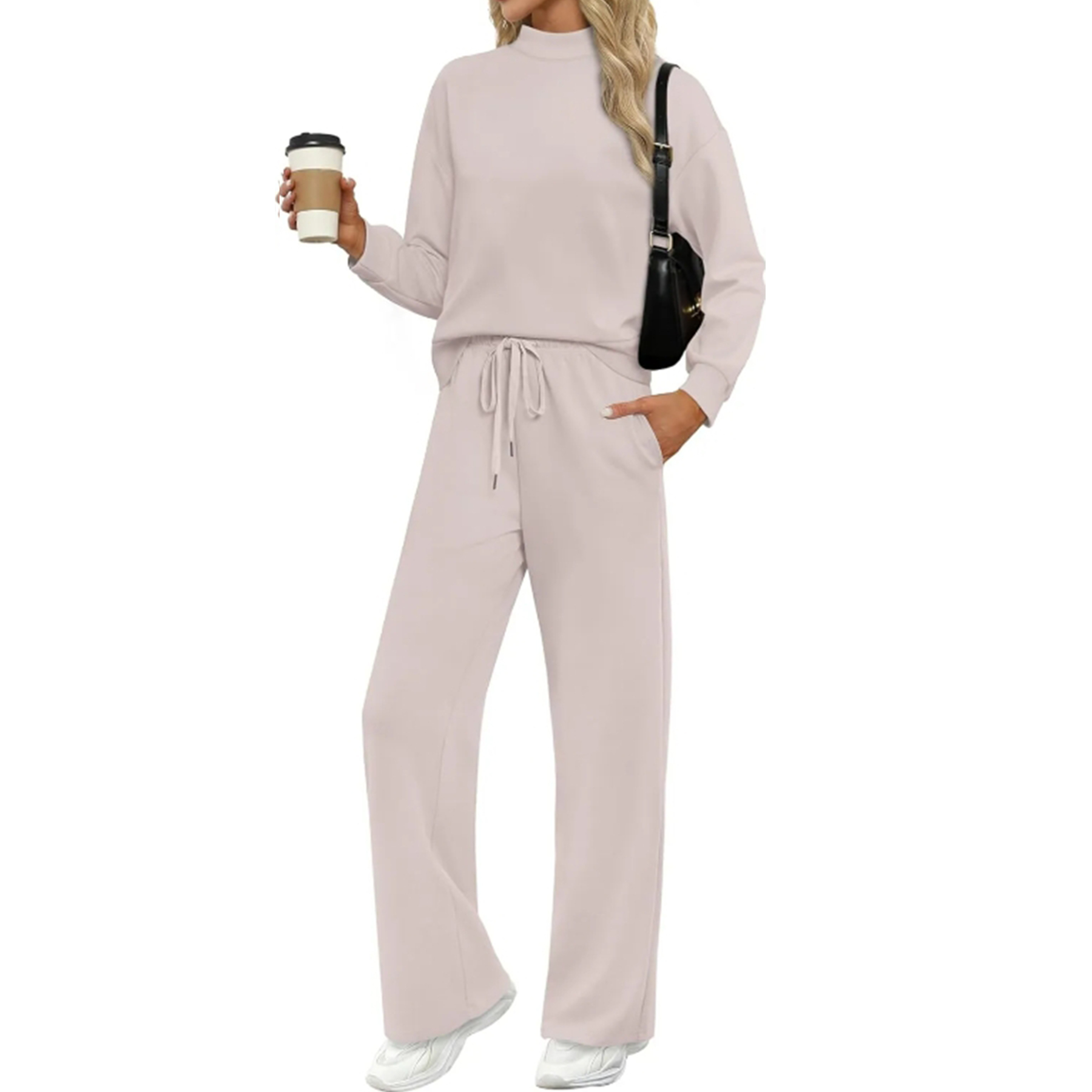 🎄Christmas Clearance🔥Two Piece Sets for Women Fall Outfits Lounge Sets Mock Neck Tops Wide Leg Pants Vacation Travel Airport Outfits