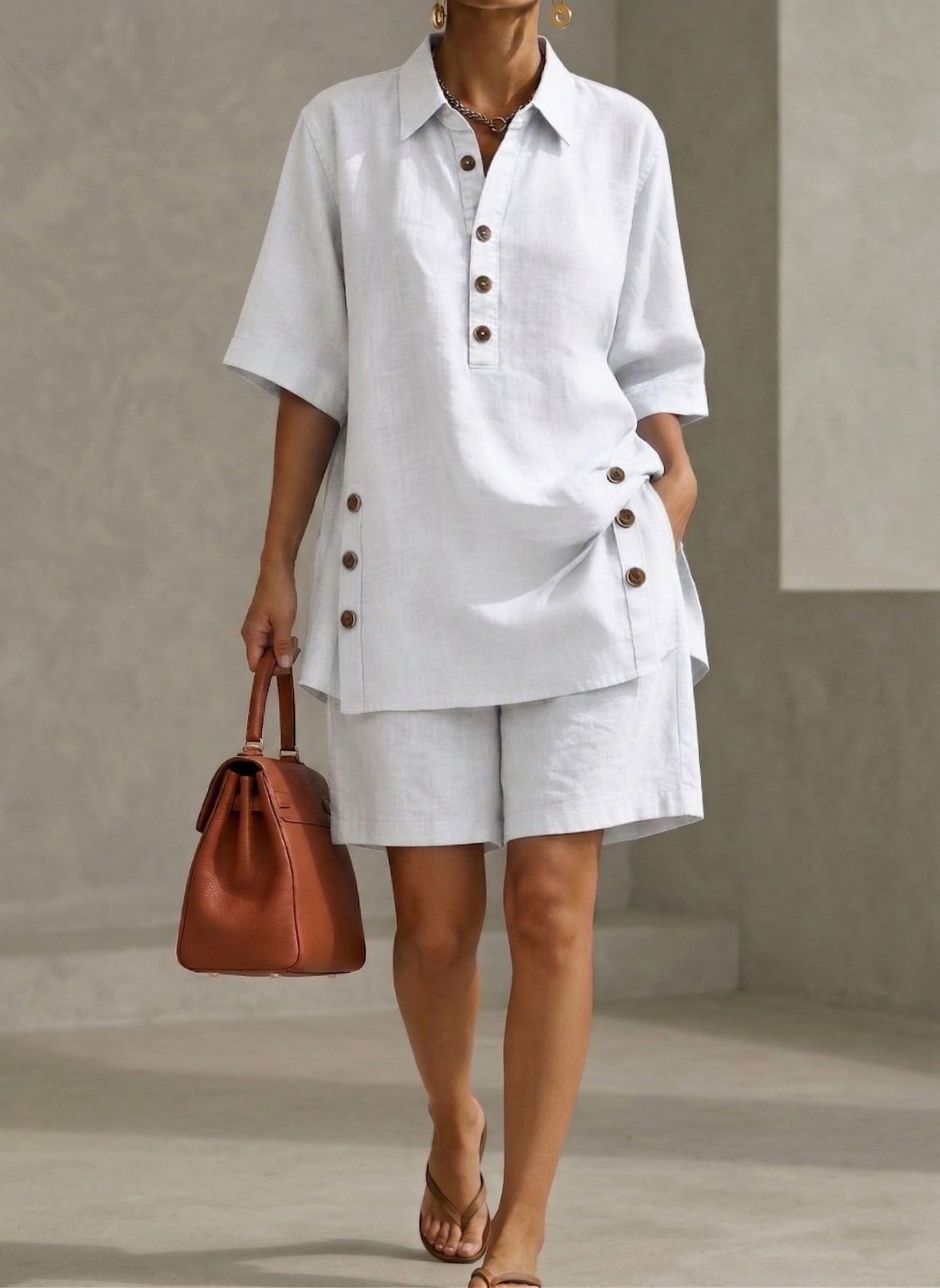 New Arrivals🔥 Women’s Linen Shirt & Shorts Two-Piece Set