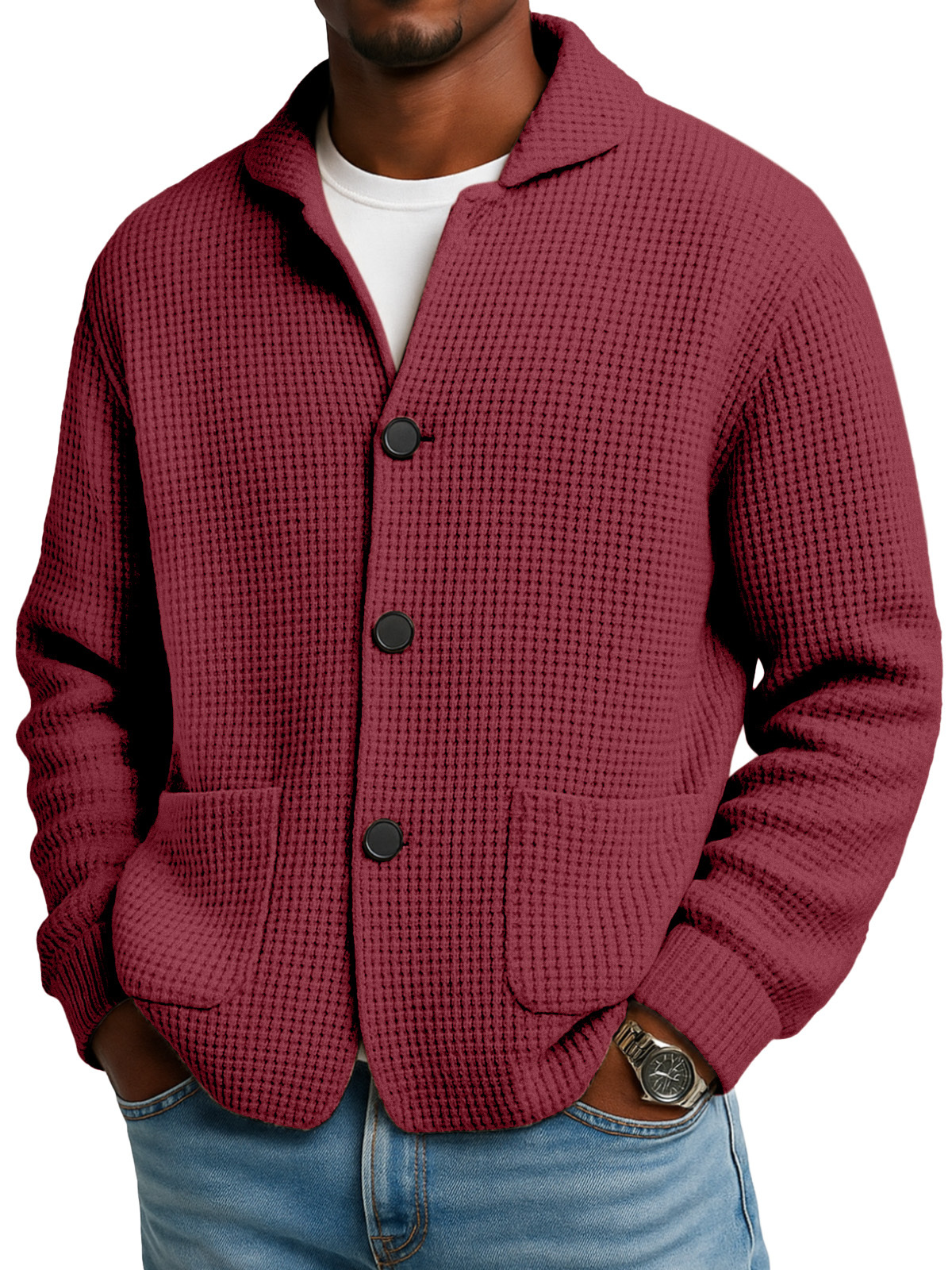 Autumn And Winter Solid Color Stand Collar Knitted Sweater Jacket