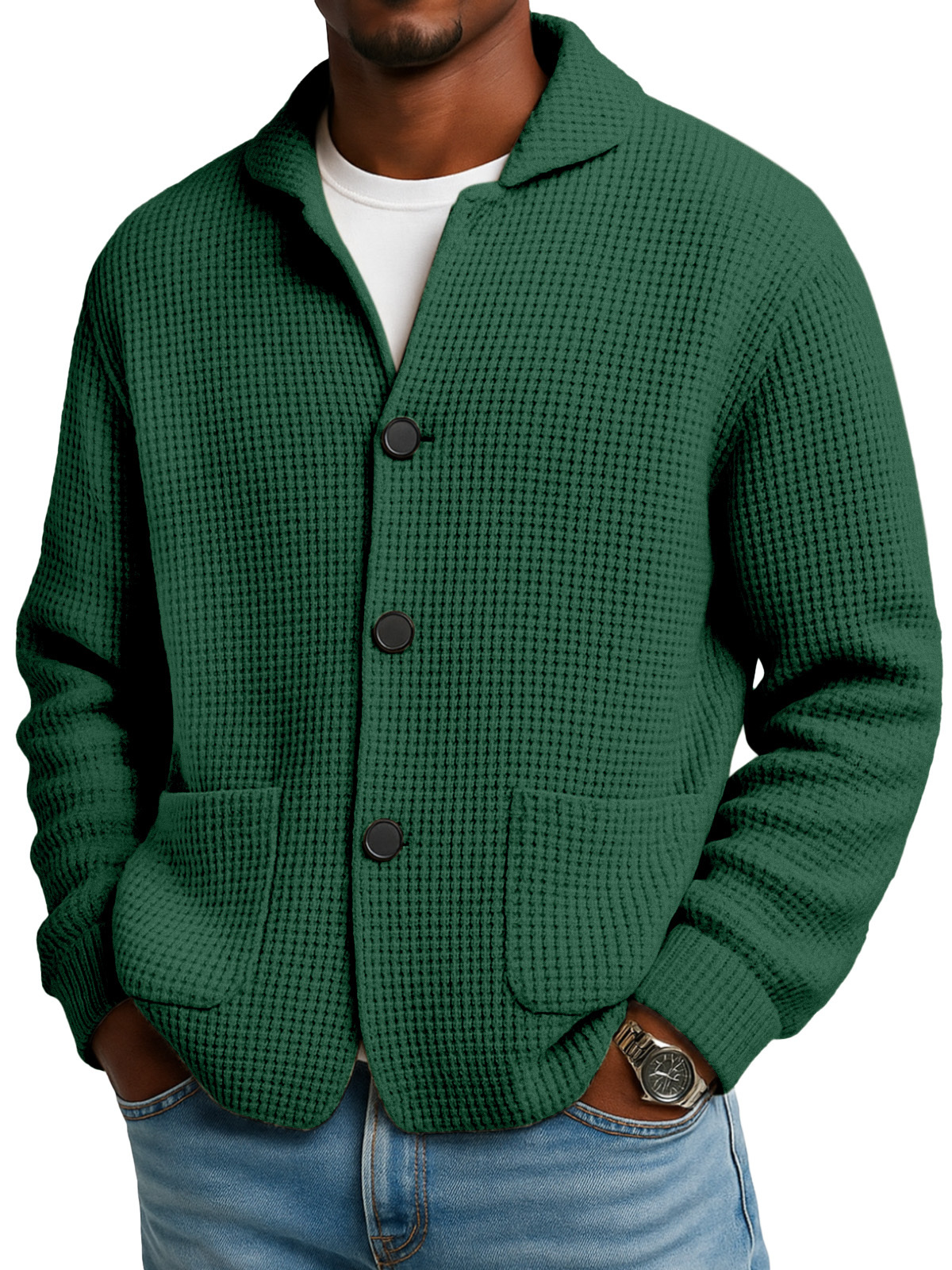 Autumn And Winter Solid Color Stand Collar Knitted Sweater Jacket