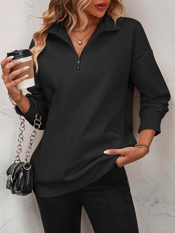 2025 WOLFF DISCOUNTSALE⏰Womens Zip-Up Dropped Shoulder Sweatshirt(Buy 2 Free Shipping)