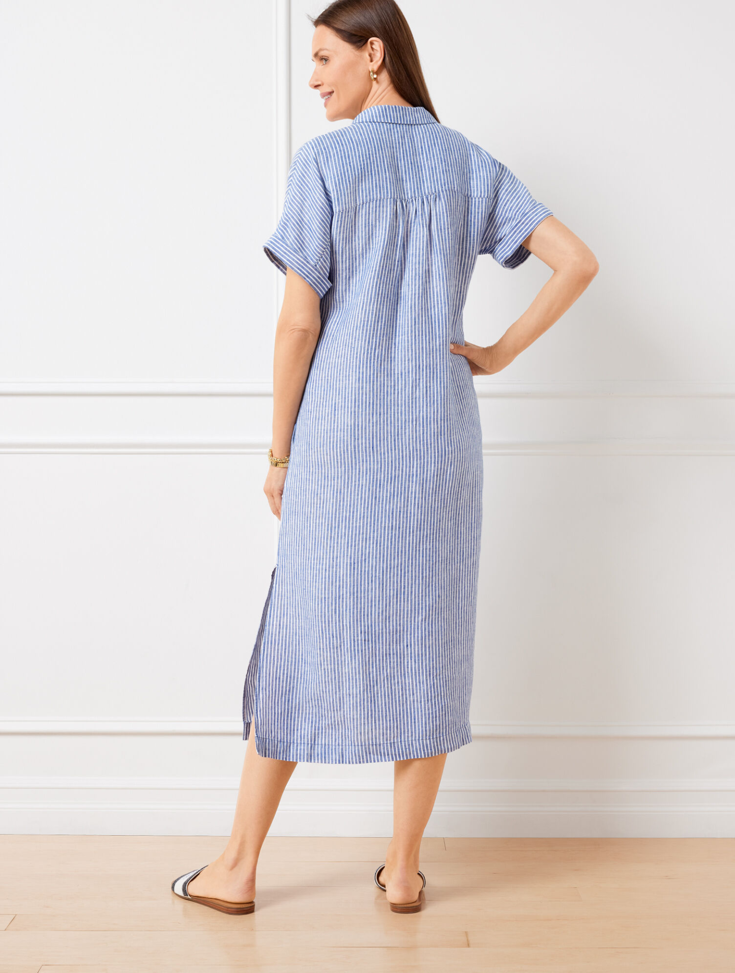 NEW🔥 Women's Striped Short Sleeve Shirt Dresses