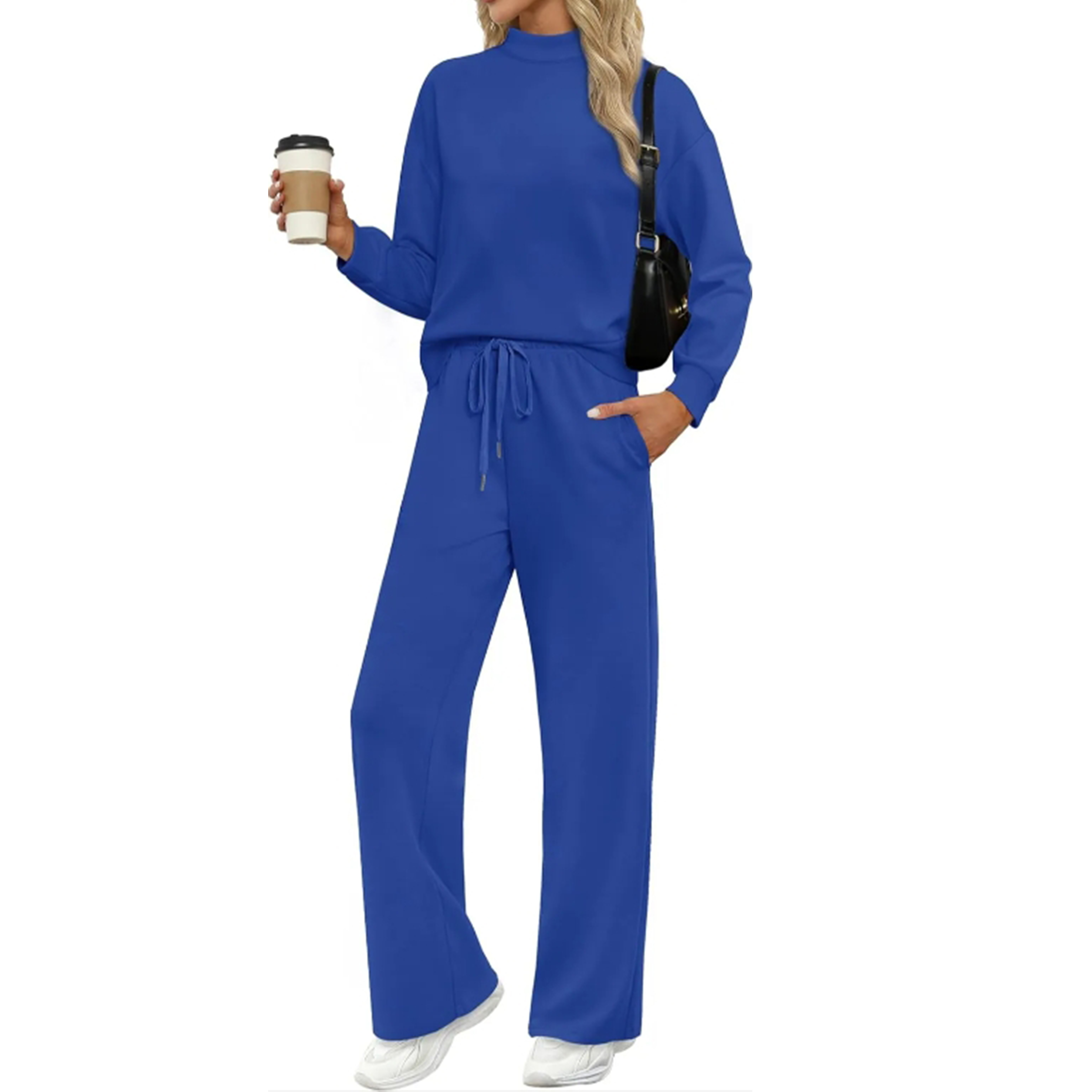 🎄Christmas Clearance🔥Two Piece Sets for Women Fall Outfits Lounge Sets Mock Neck Tops Wide Leg Pants Vacation Travel Airport Outfits