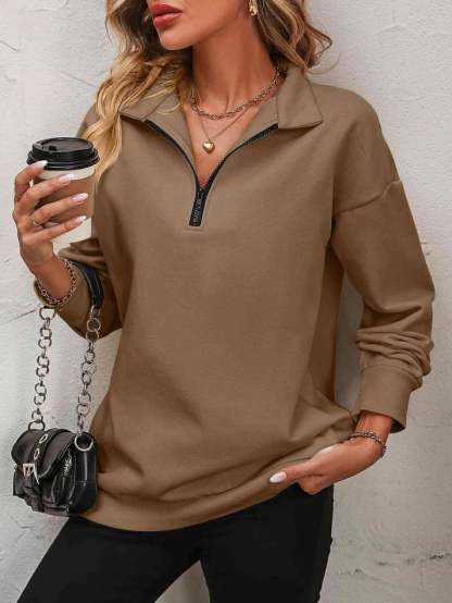 2025 WOLFF DISCOUNTSALE⏰Womens Zip-Up Dropped Shoulder Sweatshirt(Buy 2 Free Shipping)
