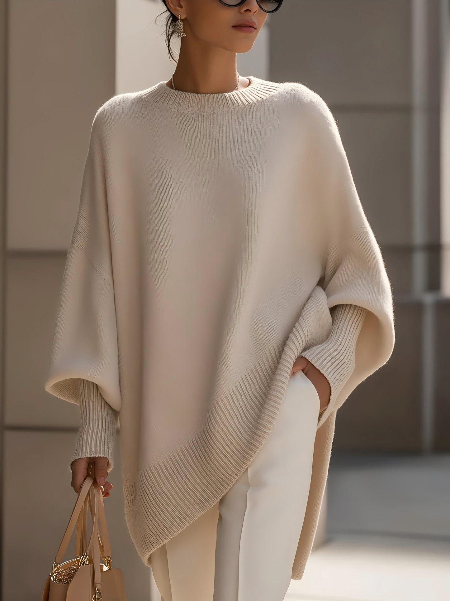 🎄Christmas clearance🔥 Women's Cozy Loose Asymmetrical Hem Sweater