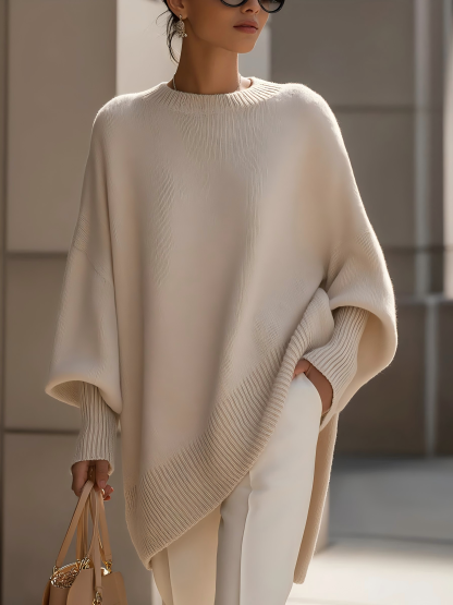 🎄Christmas clearance🔥 Women's Cozy Loose Asymmetrical Hem Sweater