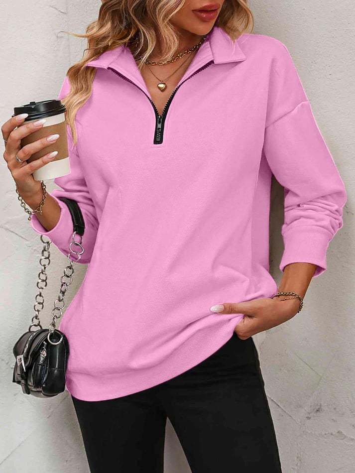 2025 WOLFF DISCOUNTSALE⏰Womens Zip-Up Dropped Shoulder Sweatshirt(Buy 2 Free Shipping)