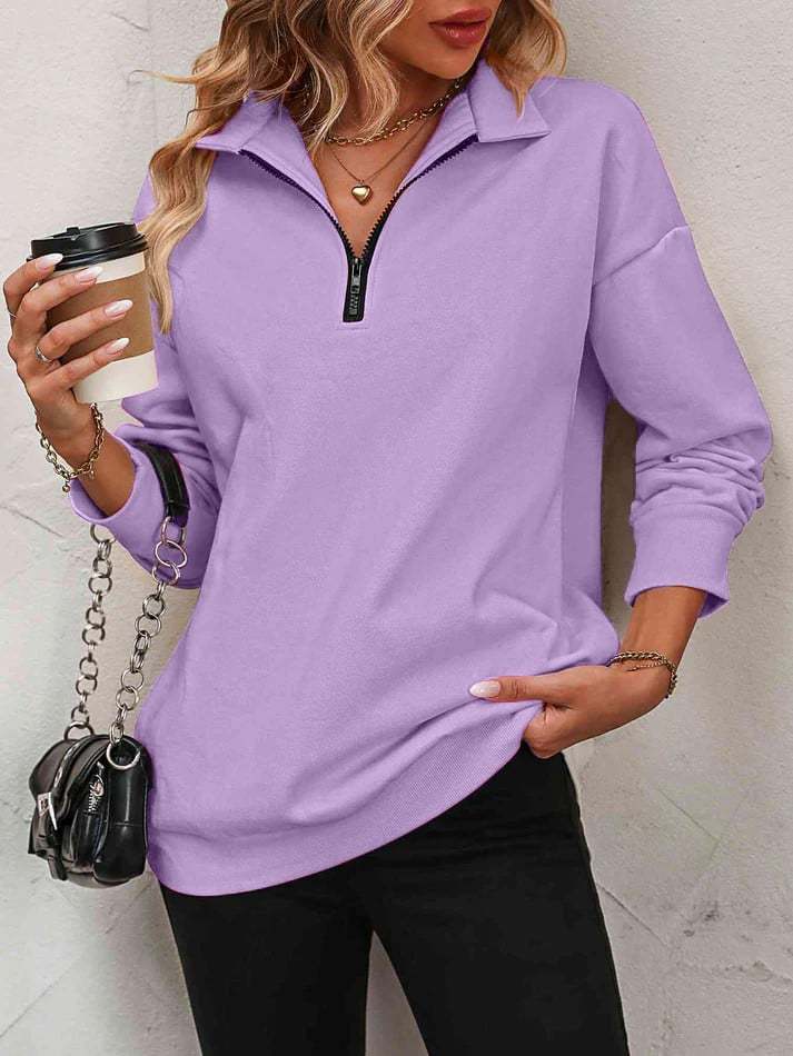 2025 WOLFF DISCOUNTSALE⏰Womens Zip-Up Dropped Shoulder Sweatshirt(Buy 2 Free Shipping)
