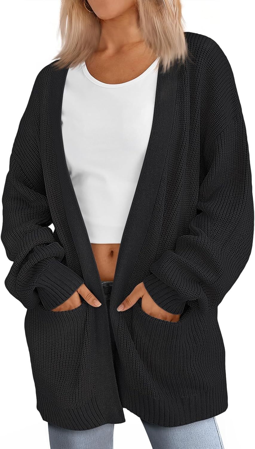 Women's Oversized Cardigans Soft Knit Cardigan Sweater with Pockets