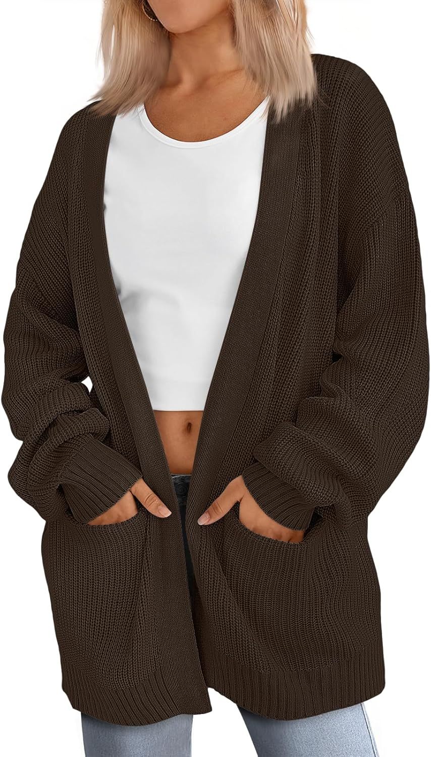 Women's Oversized Cardigans Soft Knit Cardigan Sweater with Pockets