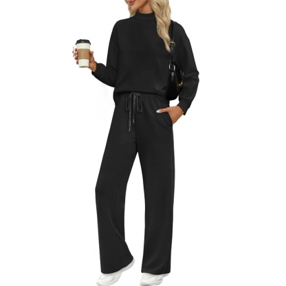 🎄Christmas Clearance🔥Two Piece Sets for Women Fall Outfits Lounge Sets Mock Neck Tops Wide Leg Pants Vacation Travel Airport Outfits