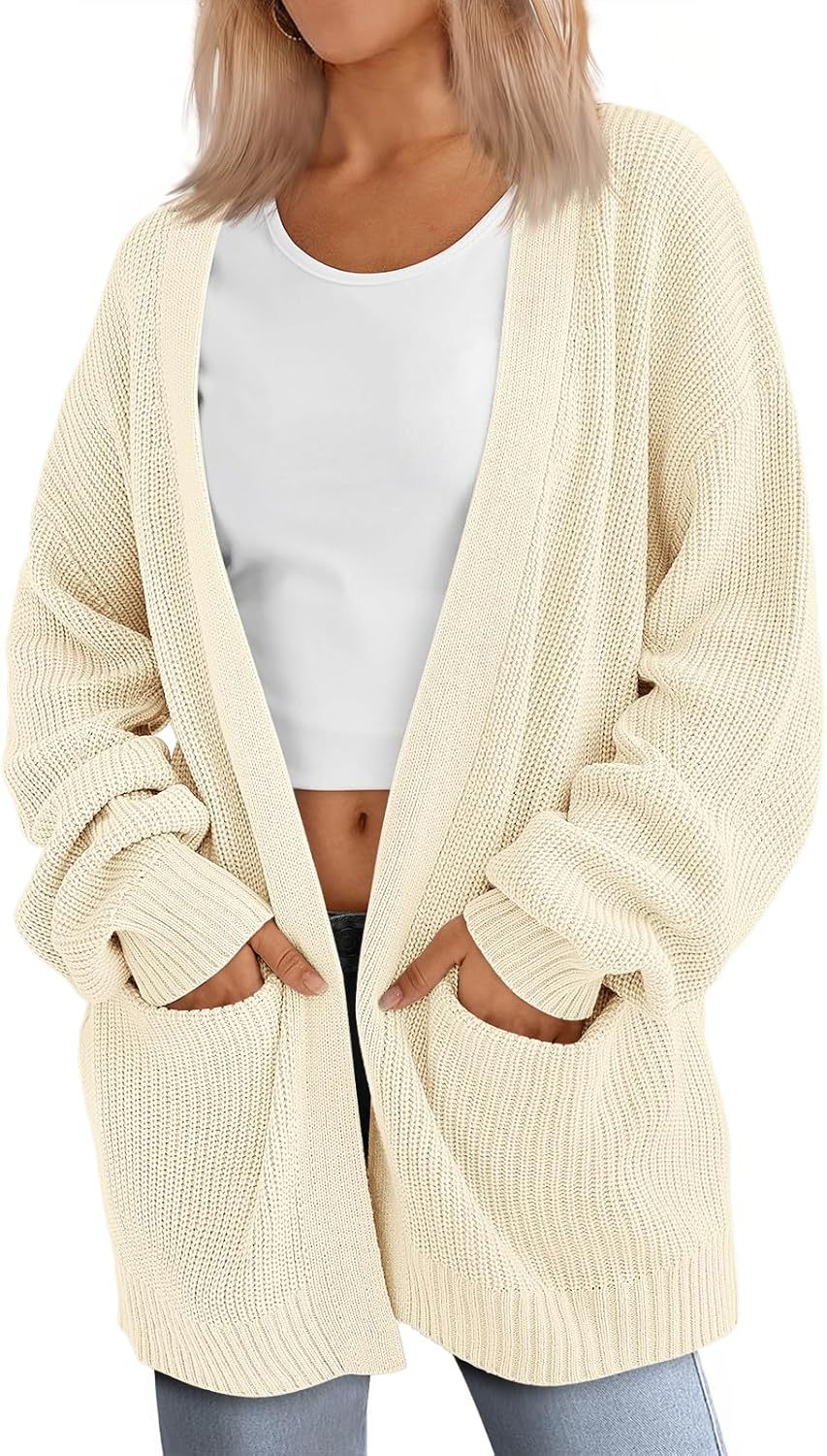 Women's Oversized Cardigans Soft Knit Cardigan Sweater with Pockets