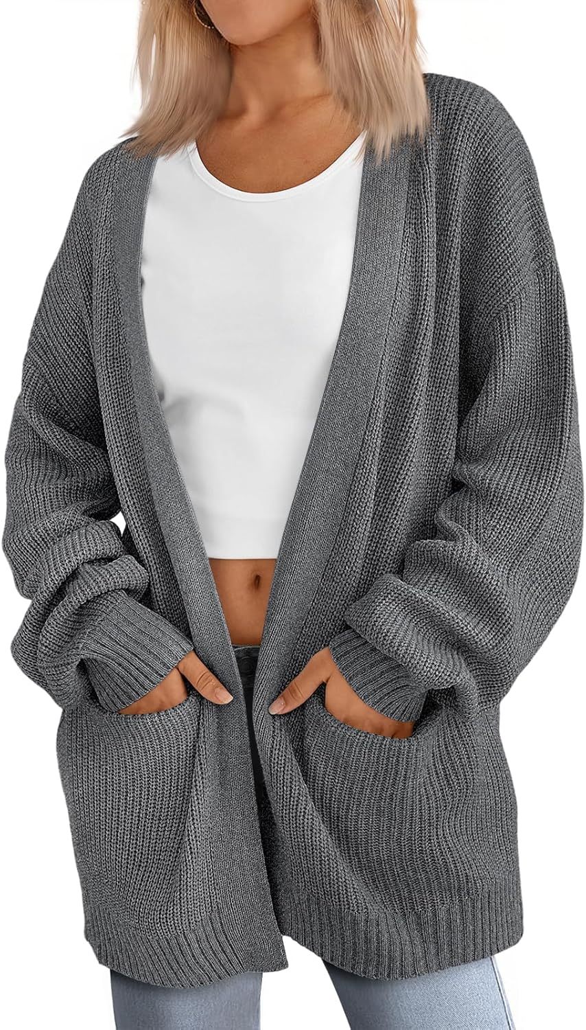 Women's Oversized Cardigans Soft Knit Cardigan Sweater with Pockets