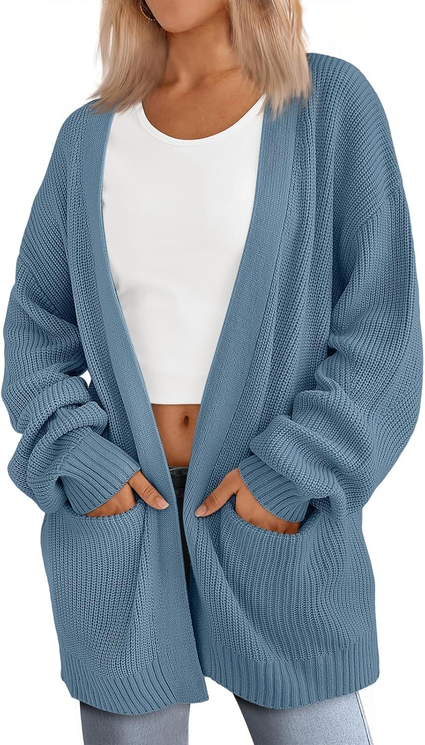 Women's Oversized Cardigans Soft Knit Cardigan Sweater with Pockets
