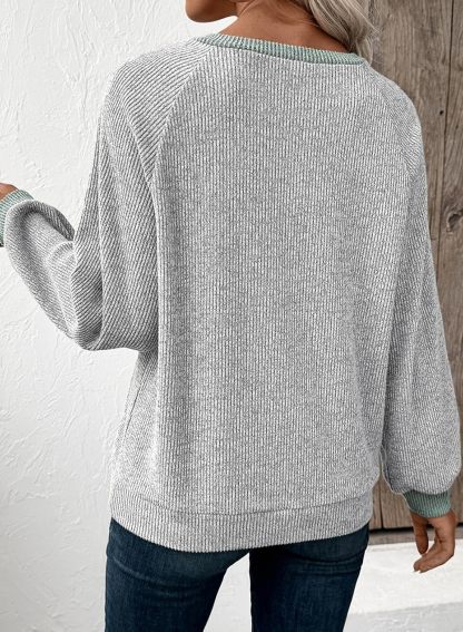 Womens Fall Fashion 2025 Womens Long Sleeve Shirts Patchwork Button Up V Neck Sweatshirt Casual Pullover Tops