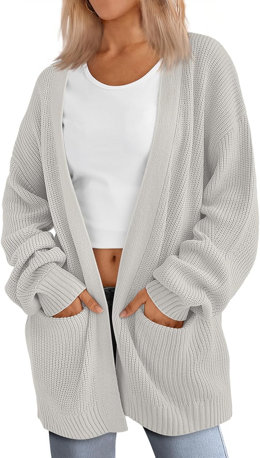 Women's Oversized Cardigans Soft Knit Cardigan Sweater with Pockets
