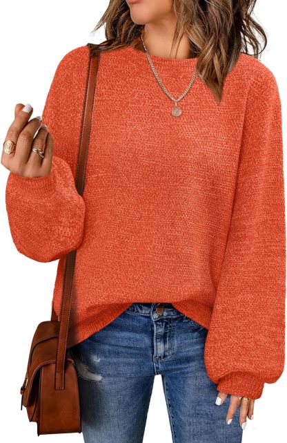 Women's Oversized Sweaters Fall Winter Trendy Crew Neck Pullover Sweater Long Sleeve Loose Heathered Knit Tops 2025