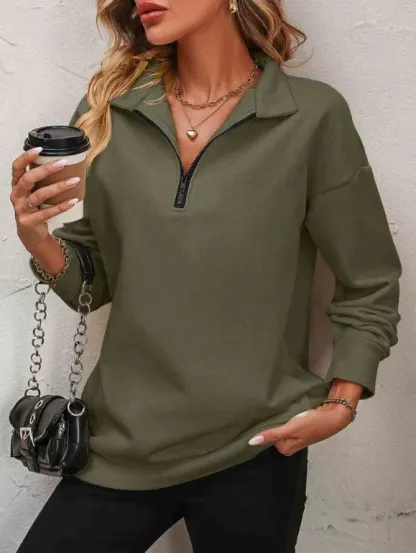 2025 WOLFF DISCOUNTSALE⏰Womens Zip-Up Dropped Shoulder Sweatshirt(Buy 2 Free Shipping)
