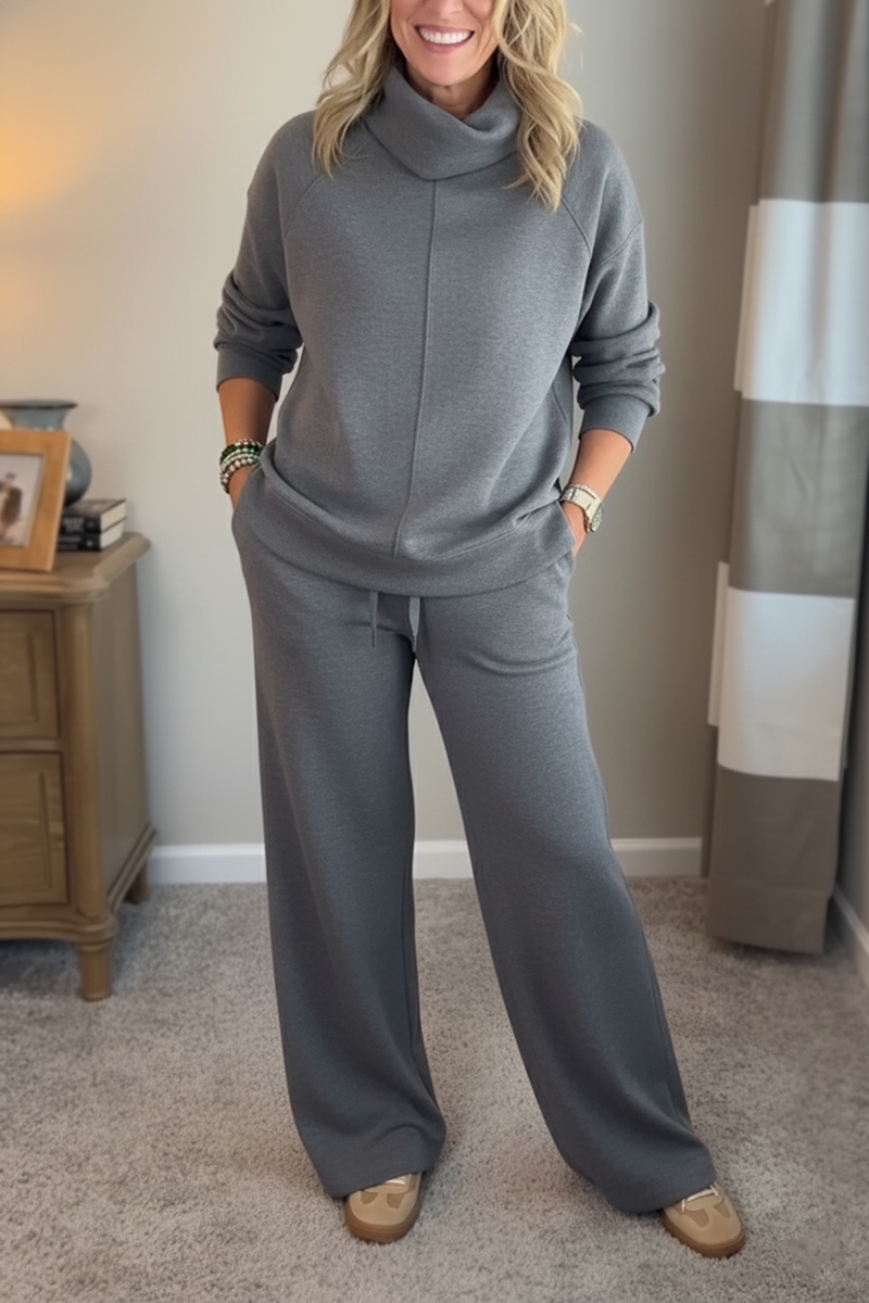 New Arrivals🔥 Cozy Travel Cowl Neck Sweatshirt and Pant 2 Piece Sets