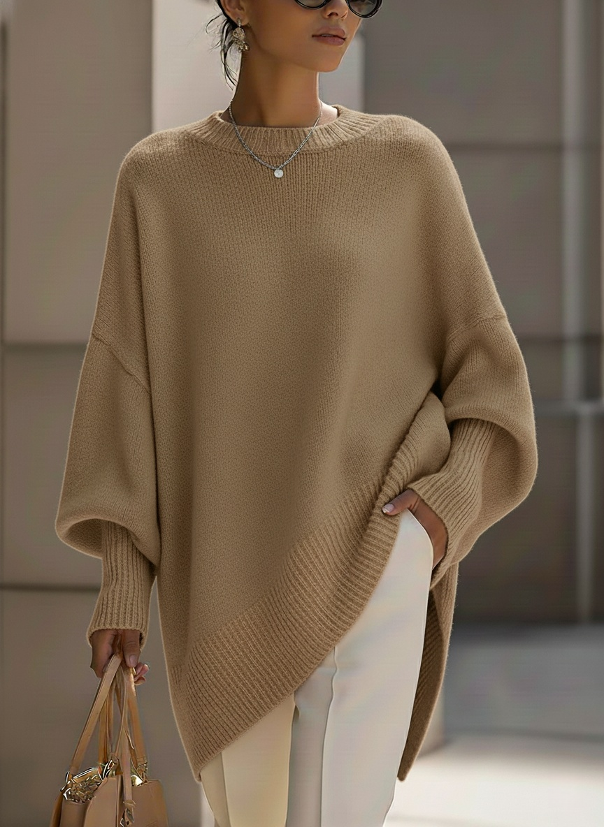 🎄Christmas clearance🔥 Women's Cozy Loose Asymmetrical Hem Sweater