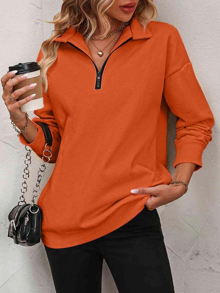 2025 WOLFF DISCOUNTSALE⏰Womens Zip-Up Dropped Shoulder Sweatshirt(Buy 2 Free Shipping)