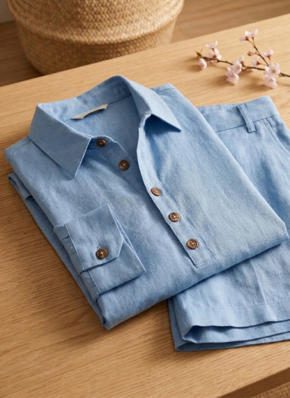 New Arrivals🔥 Women’s Linen Shirt & Shorts Two-Piece Set