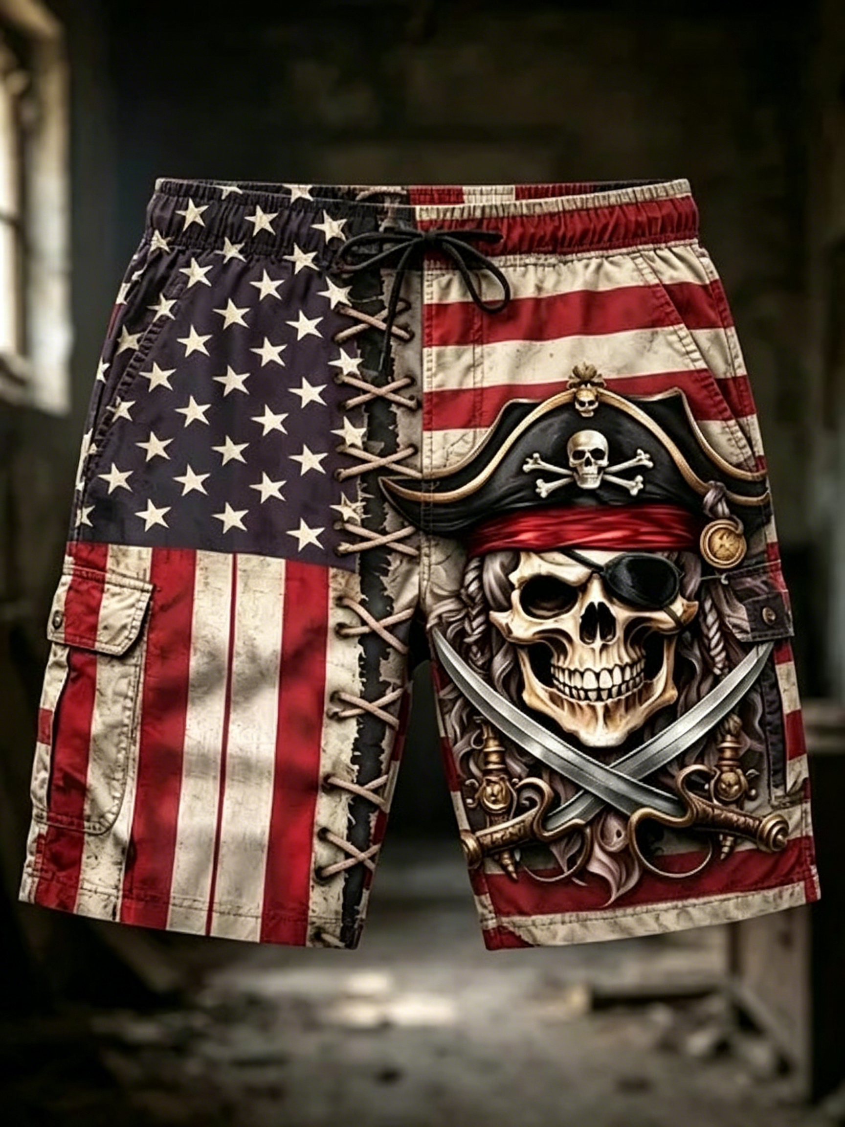 Multi Fabric Linen & Quick Dry USA Patriotic Men’s Summer Casual Shorts