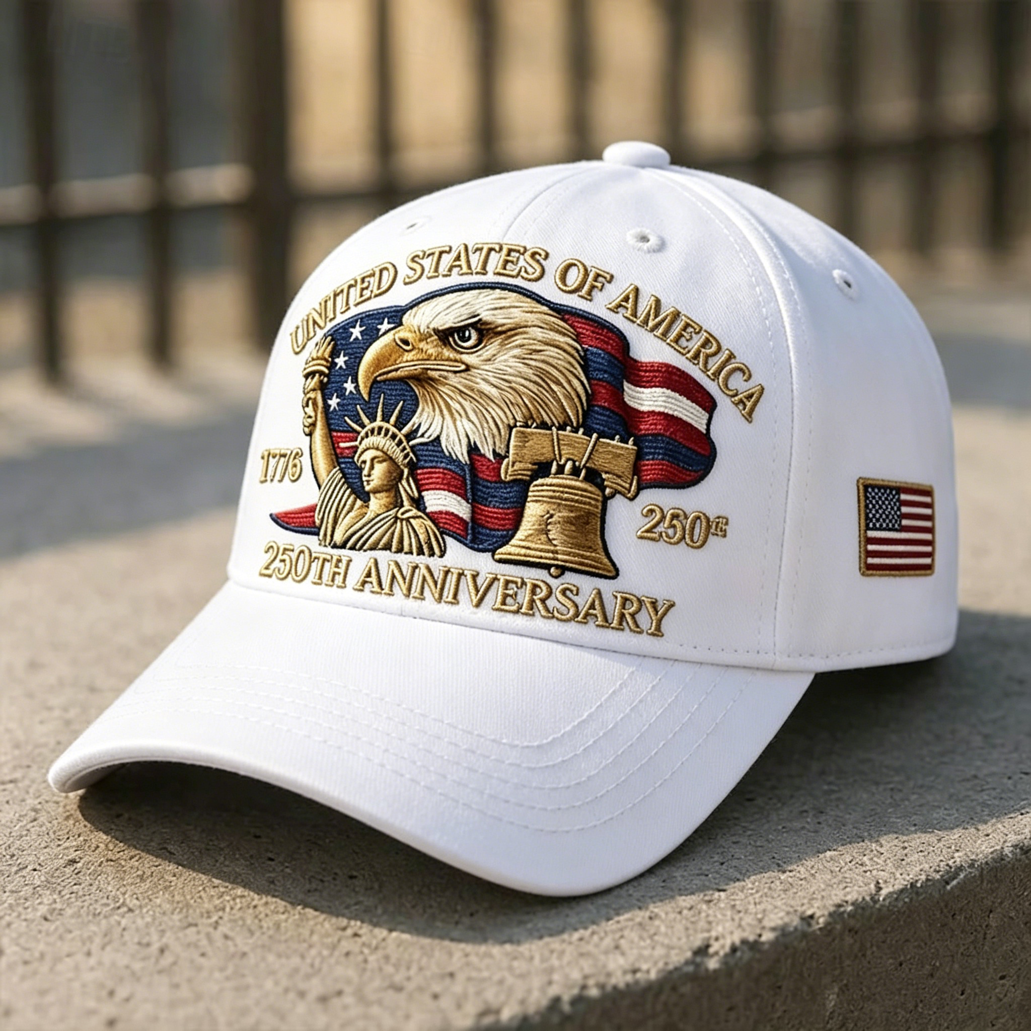 Men’s Patriotic 250th Anniversary USA Eagle & Liberty Embroidered Baseball Cap