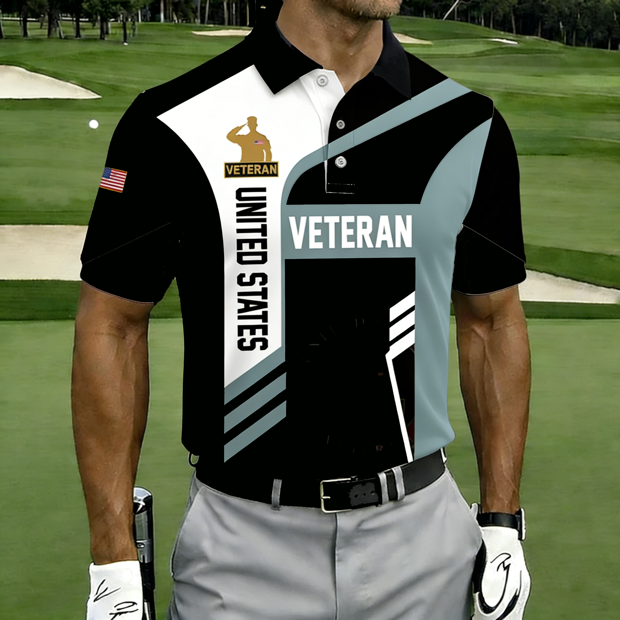 Men's Patriotic United States Veteran Commemorative Golf Polo Shirt-Multiple Color Options