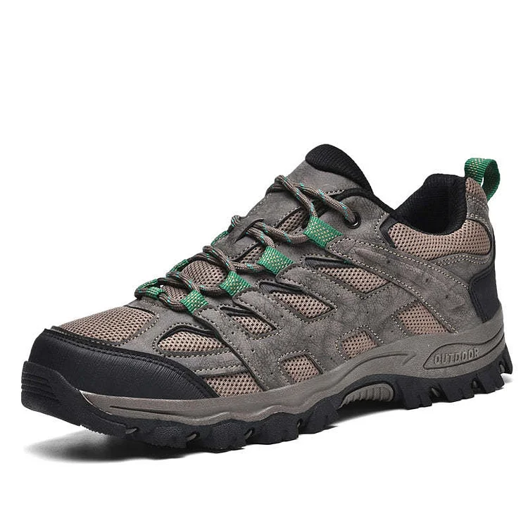 Men's Outdoor Hiking Shoes – Breathable Waterproof Low-Cut Walking Shoes with Non-Slip Traction, Abrasion-Proof Build & Orthopedic Wide Toe Arch Support