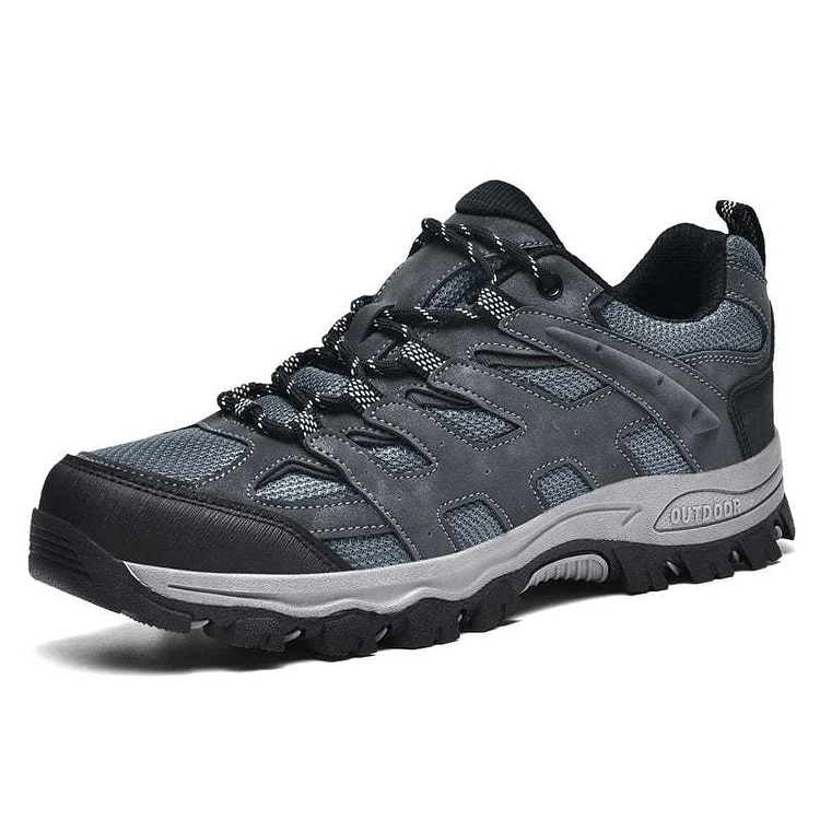 Men's Outdoor Hiking Shoes – Breathable Waterproof Low-Cut Walking Shoes with Non-Slip Traction, Abrasion-Proof Build & Orthopedic Wide Toe Arch Support