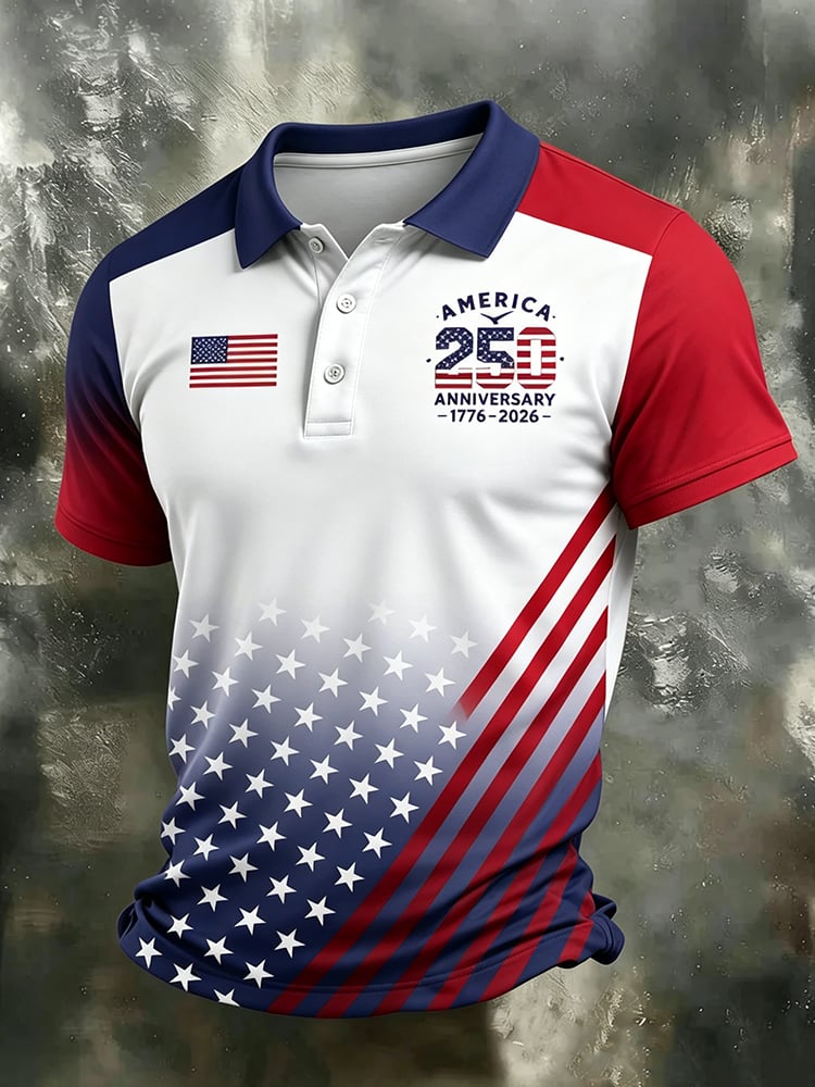 America 250th Anniversary Golf Fourth of July Polo Shirt